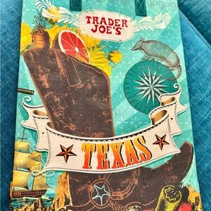 Trader Joe's Texas Themed Tote Bag - Brown and Blue